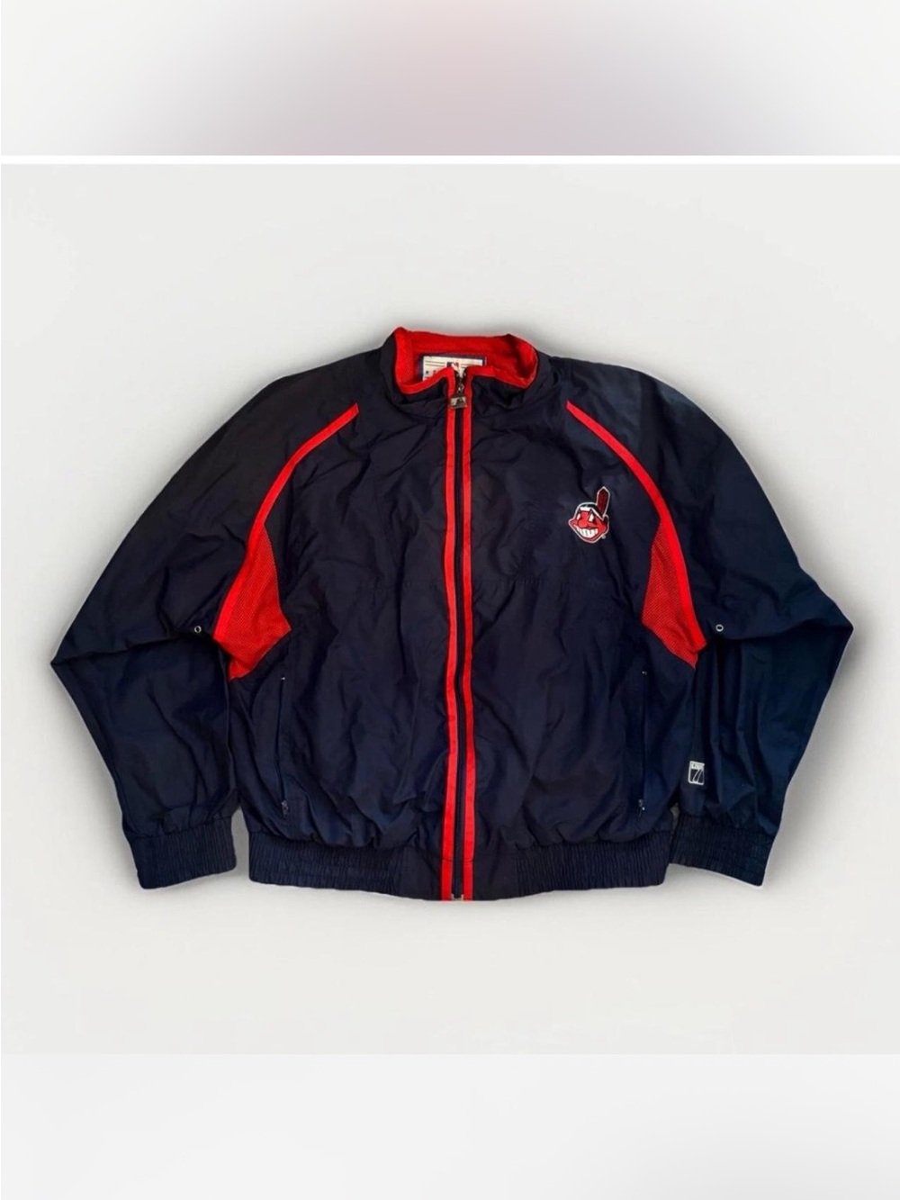 LOGO 7 Navy and Red MLB Genuine Merchandise Jacket Cleveland Indians Guardians